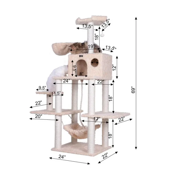 Armarkat Mult -Level Real Wood Cat Tree Hammock Bed, ClimbIng Center for Cats and Kittens A6901